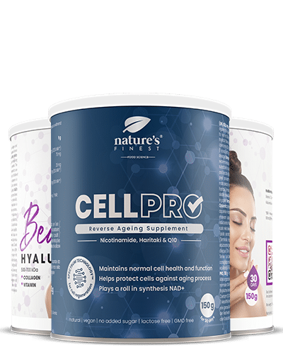 Cell Pro | Συμπλήρωμα κατά της γήρανσης | Ποτό ή smoothie | Νικοτιναμίδη | Βιταμίνη Β3 | Γλυκονικό ψευδάργυρο | Εκχύλισμα haritaki | 150g.